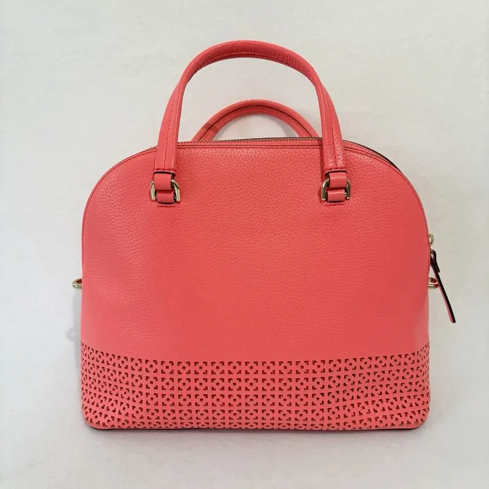Kate Spade Wakefield Lane Carli Coral Handbag Pinkish Orange Laser Cut Purse